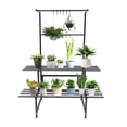 thumbnail image 3 of Wildnix Modern Carbon Steel Plant Stand with Multi-Tier Design, Adjustable Feet, Hanging Rods, Suitable for Indoor & Outdoor Use, 3 of 6