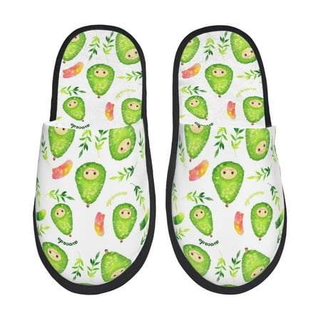 

Rateoe Kawaii Avocado Pattern Fuzzy Slippers Fuzzy Soft House Slippers Plush Furry Warm Cozy Open Toe Fluffy Home Shoes-Large
