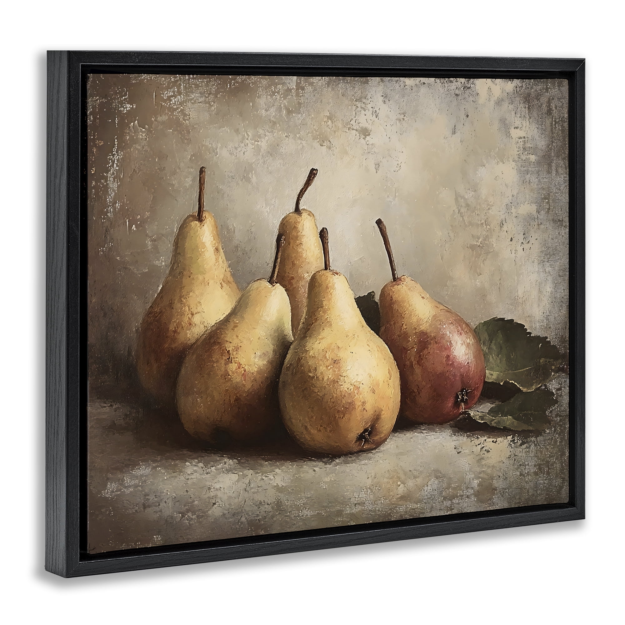 Stupell Industries Neutral Pear Still Life Black Framed Floater Canvas Wall Art, design by Franklyn Gregory