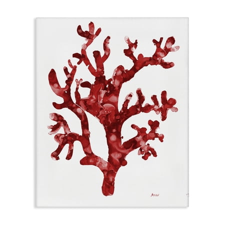 Stupell Industries Red Coral Sprig Nautical & Beach Painting Wrapped Canvas Art Print Wall Art, 30 x 40