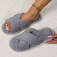 thumbnail image 3 of Zapatillas con apertura cruzada, primavera y otoño, hogar, antideslizante, fondo plano, estilo de pareja, zapatillas peludas simples de moda con punta abierta, 3 of 5