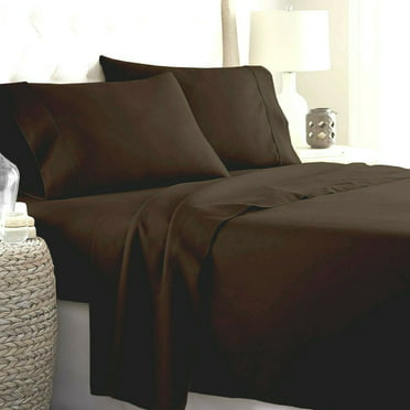 600 TC Pure Egyptian Cotton Sheets 4 Piece Sheet Set 15 Inch Deep Pocket Chocolate Solid Full Size