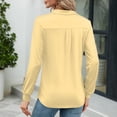 thumbnail image 5 of Womens Shirts Blouse Women's Loose Casual Solid Color V-Neck Long Sleeve Neckline With Pocket Waist Shirt Tops, 5 of 6