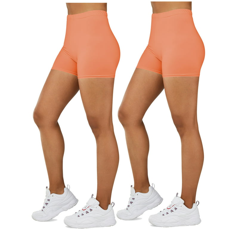 Gilbin Ultra Soft High Waist Yoga Stretch Mini-Bike Shorts Leggings for  Women-Many Colors-One Size & Plus Size 2 Pack (Peach 1X-2X)