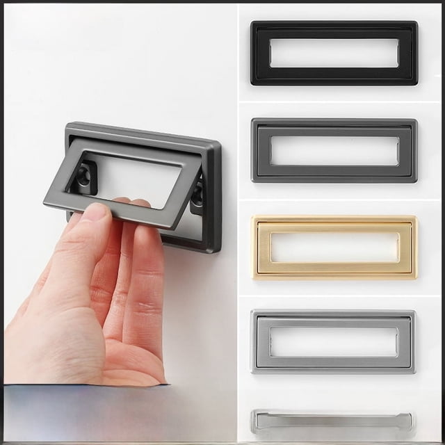 Mesita de noche moderna con cajón sencillo, sin perforaciones, con tirador plano y botones oscuros, tatami, tirador abierto invisible