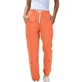 thumbnail image 2 of Tittly Baggy Pants Lounge Pants Women Teen Girls Bottom Sweatpants Baggy High Waist Elastic Jogger Pants Drawstring Athletic Pants Y2K Preppy Pants Sweatpants Women Womens Pants Orange L, 2 of 7