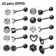 thumbnail image 1 of Juego de joyas Jumpingount 10 pares de piercings acero inoxidable negro, 1 of 6