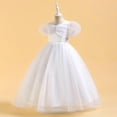 thumbnail image 3 of Spring Dresses for Girls Girls Glitter White Dresses Puff Sleeves Retro Ruched Front A-Line Evening Ball Gown Princess Wedding Bridesmaid Party Holiday Long Maxi Dresses New White 8T, 3 of 9