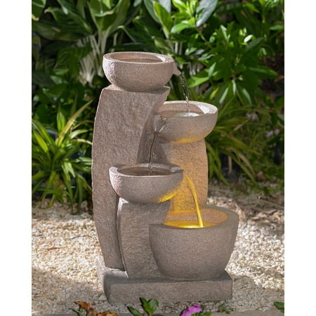 Multi-Tier Bowls Water Fountain with LED Light