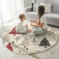 thumbnail image 3 of Beige Christmas Tree Pattern Round Blanket,Comfortable Soft Flannel Throw Blanket,All Season,Warm Lightweight Blankets for Sofa Bed Couch Living Room Chair 47"x47", 3 of 5