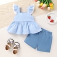 thumbnail image 4 of Younger Tree Baby Girl Clothes Outfits Summer Sleeveless Ruffle Bowknot Dress Top Shorts Set 2PCS for 18-24 Months, 4 of 9
