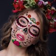 thumbnail image 5 of 8 juegos de pegatinas temporales JAMW para la cara decoraciones de Halloween calavera de azúcar, 5 of 5