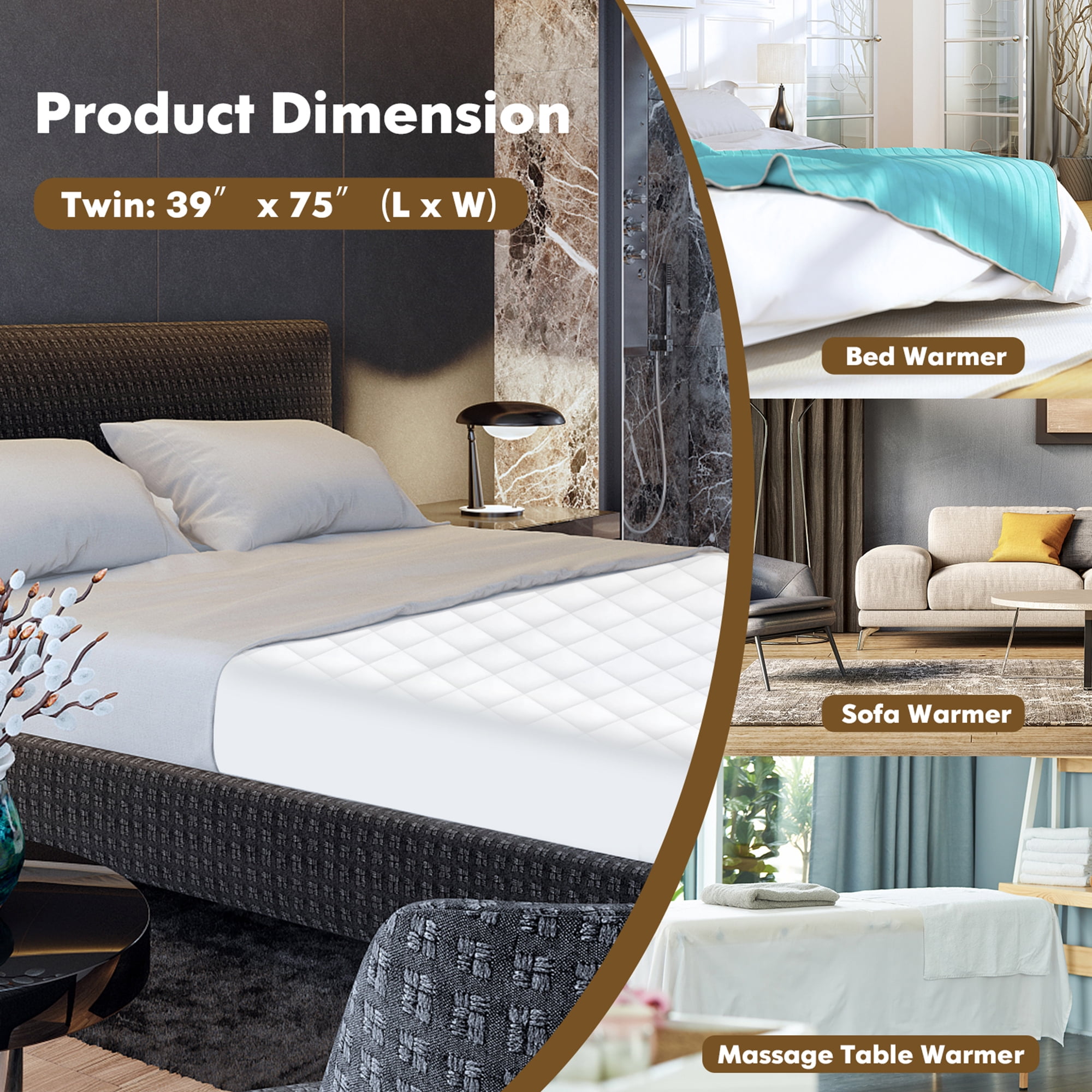 Gymax Twin Size Electric Heated Mattress Cover Pad w/ 8 Hours Auto Off -  Walmart.com