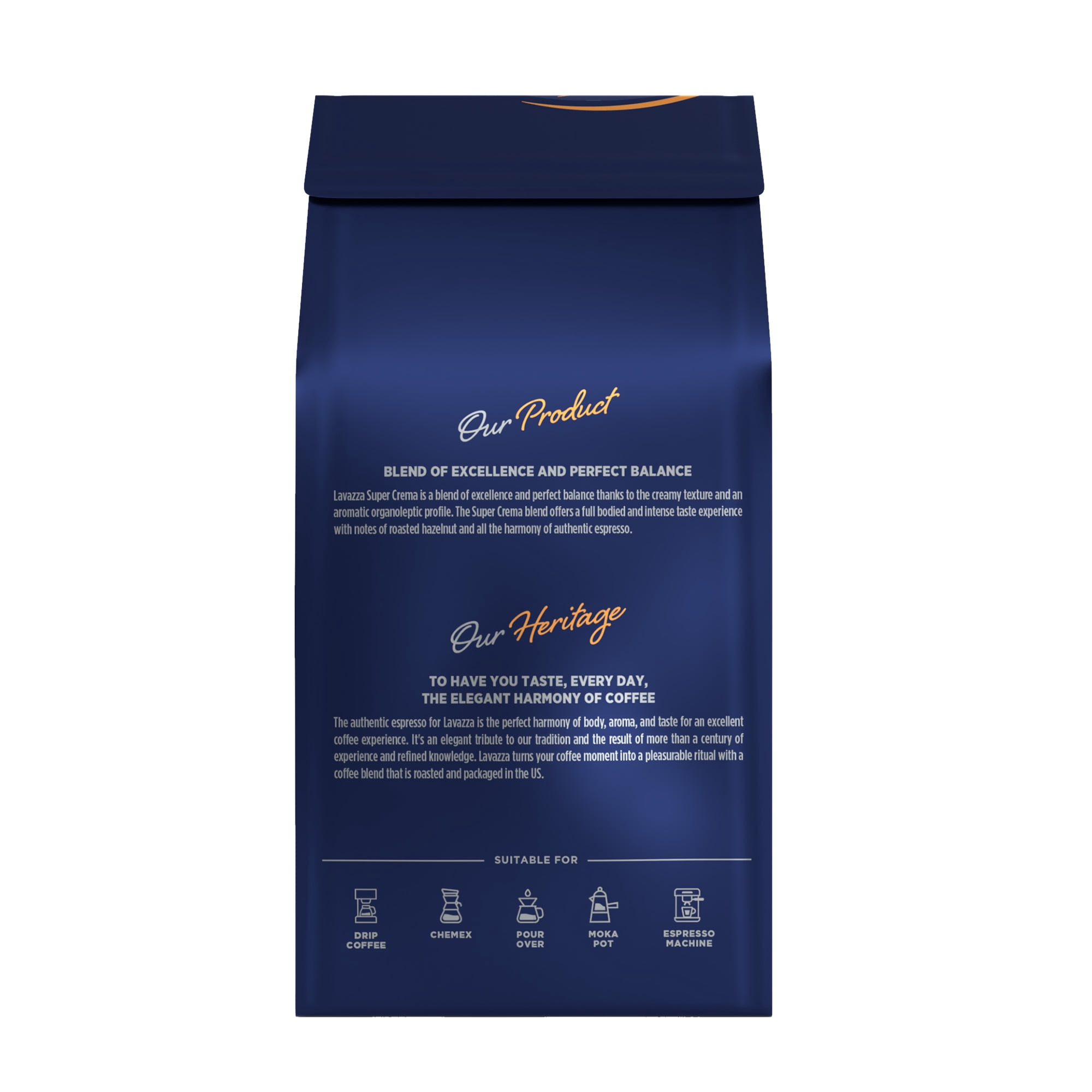 Lavazza Super Crema Ground Coffee, Medium Roast, Arabica and Robusta Blend, 32 oz Bag