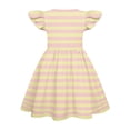 thumbnail image 4 of YOUYEDIAN Girls Midi Dress Toddler Summer Flutter Sleeve A Line Dresses Casual Print Crewneck Princess Dress (Beige, 9-10 Years), 4 of 4