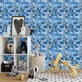 thumbnail image 4 of 10 piezas de pegatinas de pared de mosaicos planos azules impresas en 2D para cocina, baño, decoración del hogar, calcomanías de pared de PVC impermeables para despegar y pegar, 4 of 5