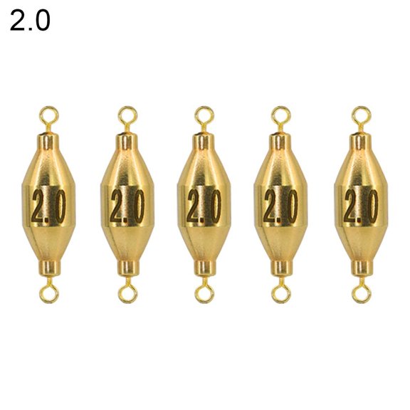 5Pcs 1.8/3.5/5/7/10g Sharped Weights Line Sinkers Copper Fishing Lead fall Brass Sinker Hook Connector 2.0