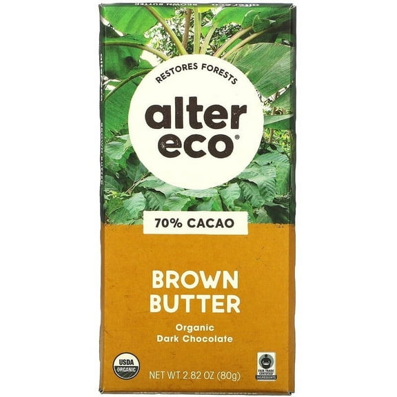 Alter Eco Organic Dark Chocolate Brown Butter 70% Cacao 2.82 oz Pack of 3