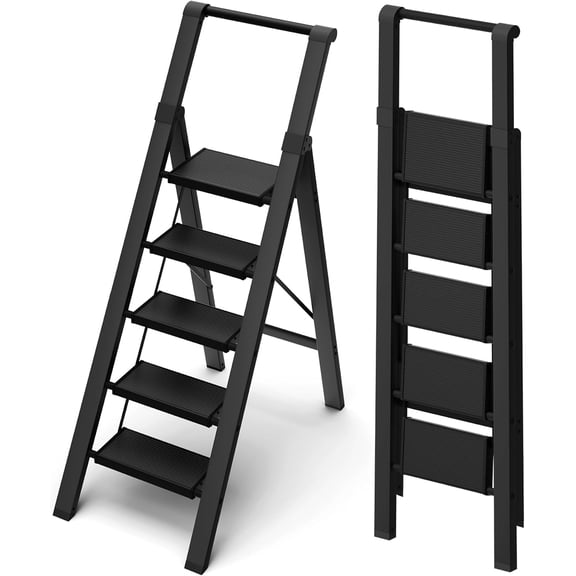5 Step Ladder Foldable, Lightweight Aluminum Step Stool