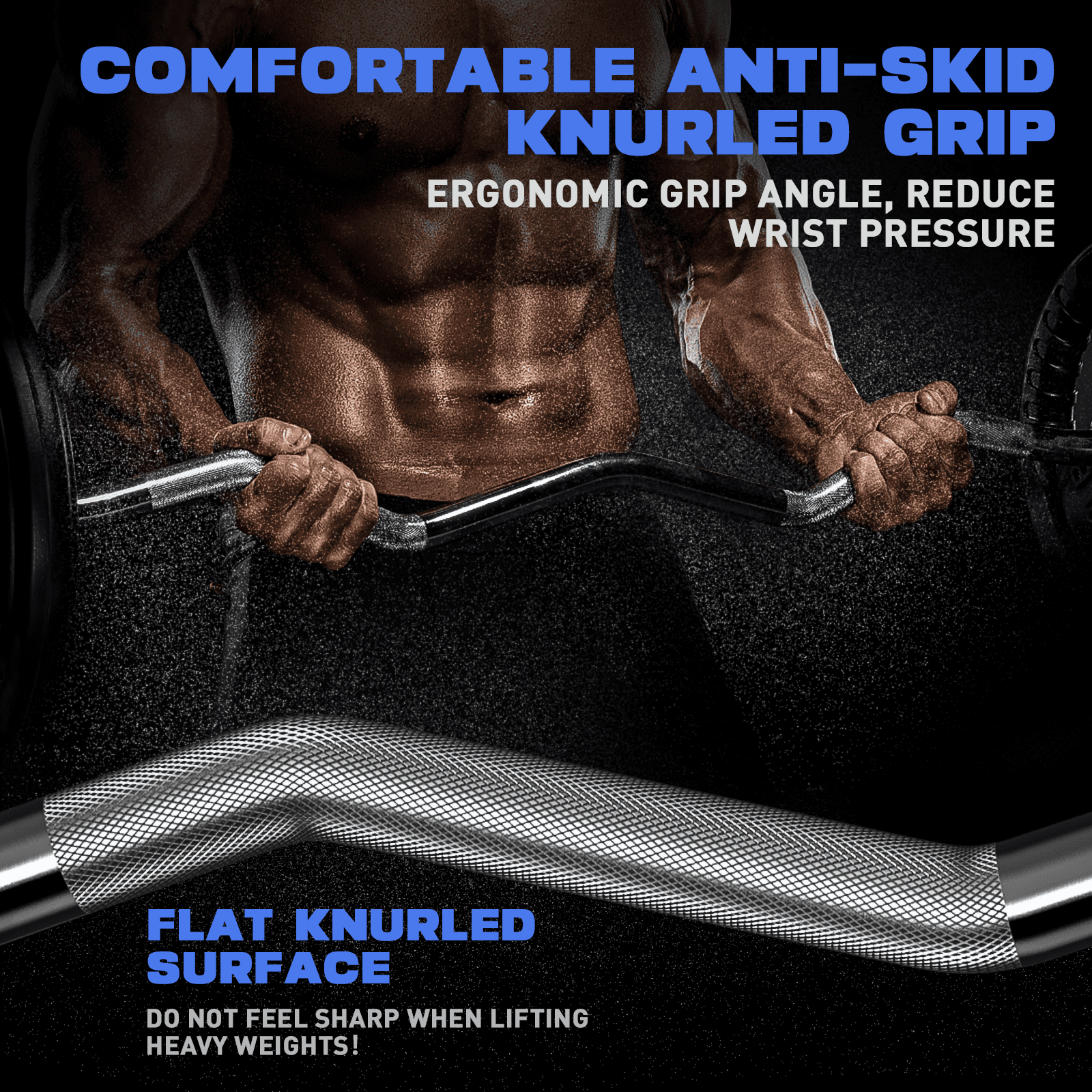 Olympic EZ Curl Barbell Bar, 47" EZ Curl Bar for Weight Lifting, Biceps, Triceps, Back/Leg Muscle Group Exercise,Chrome Curling Bar for 2 Inch Weight Plates,with 2 Spring Collars
