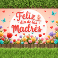 thumbnail image 6 of Decorative Design Mother's Day Banner Floral Motif Butterfly Decoration Spring Theme for Mother's Day Celebration Indoor Decoration Party Background, 6 of 7