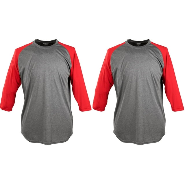 Camisa Rawlings de manga 3/4 para hombre Grafito/Scarlet XXL