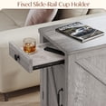 thumbnail image 5 of Farmhouse End Table with Charging Station, Narrow Nightstand for Living Room, Small Wooden Sofa Side Table, Bedside Table with Drawer and Storage Cabinet, Rustic Gray, 5 of 12