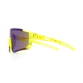 thumbnail image 6 of Boys Color Mirror 80s Paint Splatter Print Plastic Rimless Shield Sport Sunglasses Yellow - Green Mirror, 6 of 8
