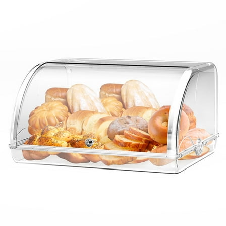 Large Bread Storage Container with Roll Top Lid ,for Homemade Bread,Cookies, Bagels, Muffins, 12"L × 10.6"W × 6.9"H