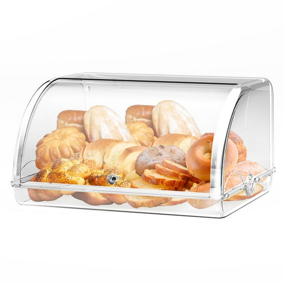 Large Bread Storage Container with Roll Top Lid ,for Homemade Bread,Cookies, Bagels, Muffins, 12"L × 10.6"W × 6.9"H