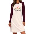 thumbnail image 1 of Innerwin Robe de Noël Manches Longues Robes de Vacances Imprimé Lettres Ligne A Rouge Vin TG, 1 of 2