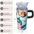 thumbnail image 3 of Butterfly 20oz Stainless Steel Tumbler with Handle and Straw – Insulated Travel Cup with Sliding Lid, 360° Full Wrap Printed Mug for Home, Outdoor & Sports Use, Spring, 3 of 6