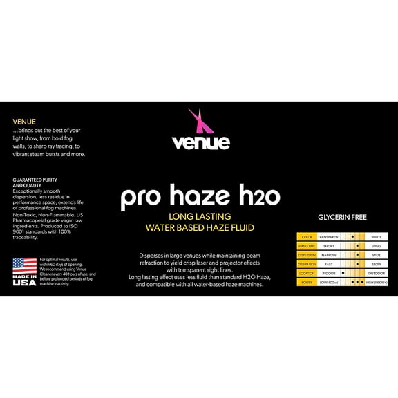 Venue Pro Long Lasting Water Haze Fluid 5 Gallon