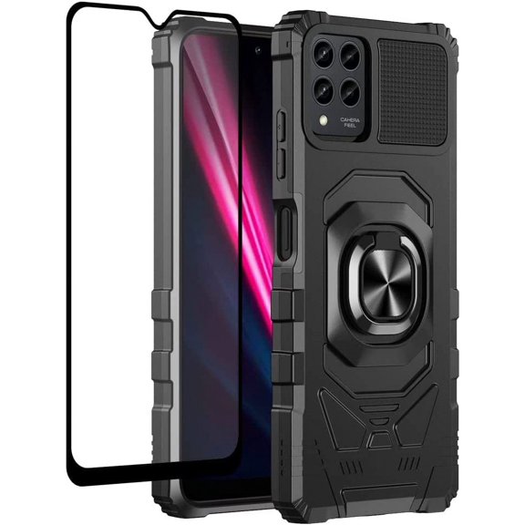SPY CASE Case for Boost Mobile Celero 5G Plus 2023 7" Case with Tempered Glass Screen Protector Ring Kickstand Car Mount Shockproof Hard Phone Case Cover - Black