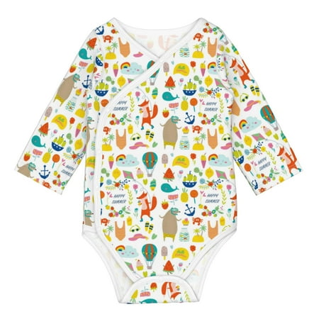 

Matuu Summer Animal for Baby Long-Sleeve Bodysuit Soft Cotton Comfortable and Breathable Perfect for Newborns and Infants