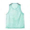 thumbnail image 2 of Fengqque Mens Mesh Sleeveless Tank Tops Casual Hollow Out T Shirts Beach Summer See Through Tops Mint Green L(L), 2 of 5