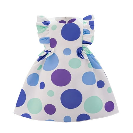 

WUXIAN Toddler Girls Fly Sleeve Printed Dress Dance Party Halloween Dresses Sundress Infants Baby Children Relaxed Fit Dailywear