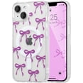 thumbnail image 1 of WWS-Magnetic for iPhone 13/14 Case, Bow Case Compatible with MagSafe, Wireless Slim Clear Ribbon Aesthetic Phone Cover Anti-Yellowing Shockproof Protective Cover for Women Girl - Purple, 1 of 4