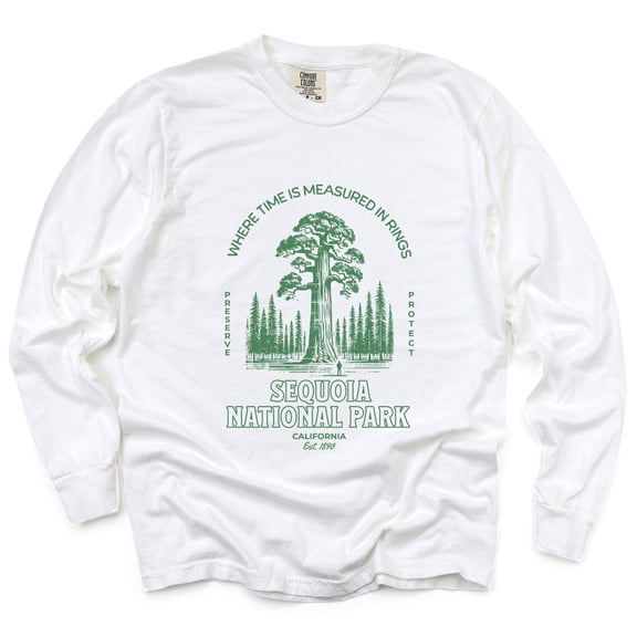 Sequoia National Park EST. 1890 - Womens Garment Dyed Long Sleeve Graphic T-Shirt