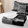 thumbnail image 4 of Erosebridal Retro Damask Flower Quilt Full,Silver Bowknot Queen And King Full Bedspread Sets For Adults,3-Piece, 4 of 7