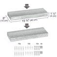 thumbnail image 6 of Ballucci 16" Floating Shelves for Wall, 2-Pack with Invisible Brackets, 6" Deep, Gray Oak, 6 of 7
