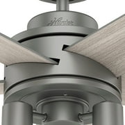 Hunter - Hardwick Indoor Ceiling Fan With Light, Remote, 52-inch, Matte Silver, Casual-style, 4-speed WhisperWind Motor, 51842, for Living Rooms, Bedrooms