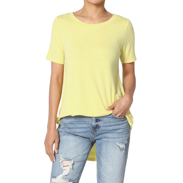TheMogan Women's PLUS Basic Crew Neck Round Hem Short Sleeve Draped Jersey Tee
