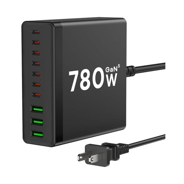 Bloque de Cargador USB C 780W Estación de Carga de 10 Puertos NLEHV