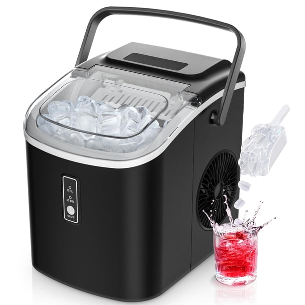EUHOMY Máquina de Hielos para Casa, Ice Cube Maker Countertop with Handle, 12 kg/Día,9 Cubes in 6 Mins, Maquina para Hacer Hielo Autolimpieza y Cuchara de Hielo para Cocina/Ofici