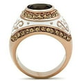 thumbnail image 3 of IP Rose Gold(Ion Plating) Brass Ring with Synthetic Synthetic Glass in Brown for Women Style GL203, 3 of 4