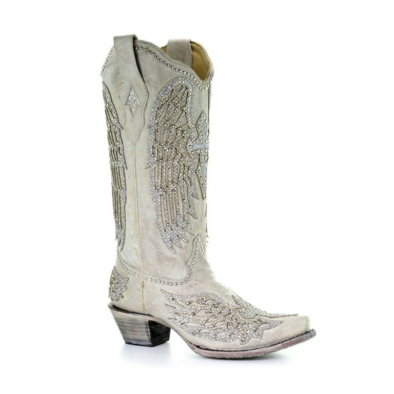 CORRAL Adult Female Cross Wings Boots Color White Size 7 Width M Walmart