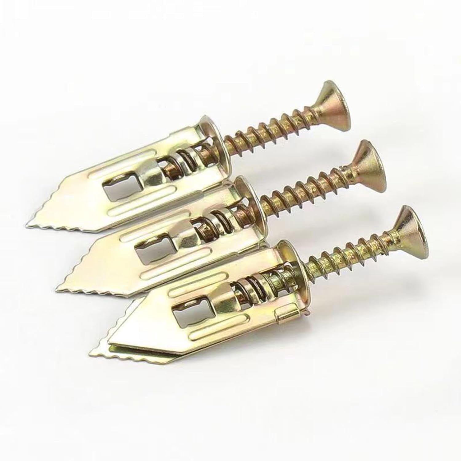 100 Set Self Drilling Drywall Anchors, Zinc Plated Steel Self-Drilling Anchors, Self Drilling Drywall Anchors with Screws Kit, Metal Expansion Bolt for Drywall, No Drill Or Holes in Wall