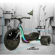 Madd Gear Drift Trike - Strong Steel Frame Tricycle - Adjustable Seat Black Green Machine for 5 Yrs + Neochrome