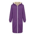 thumbnail image 6 of Womens Thick Winter Jacket Sherpa Fleece Lining Hooded Coat Mid Length Long Sleeve Full Zip Overcoat with Pockets (2XL, Purple), 6 of 6